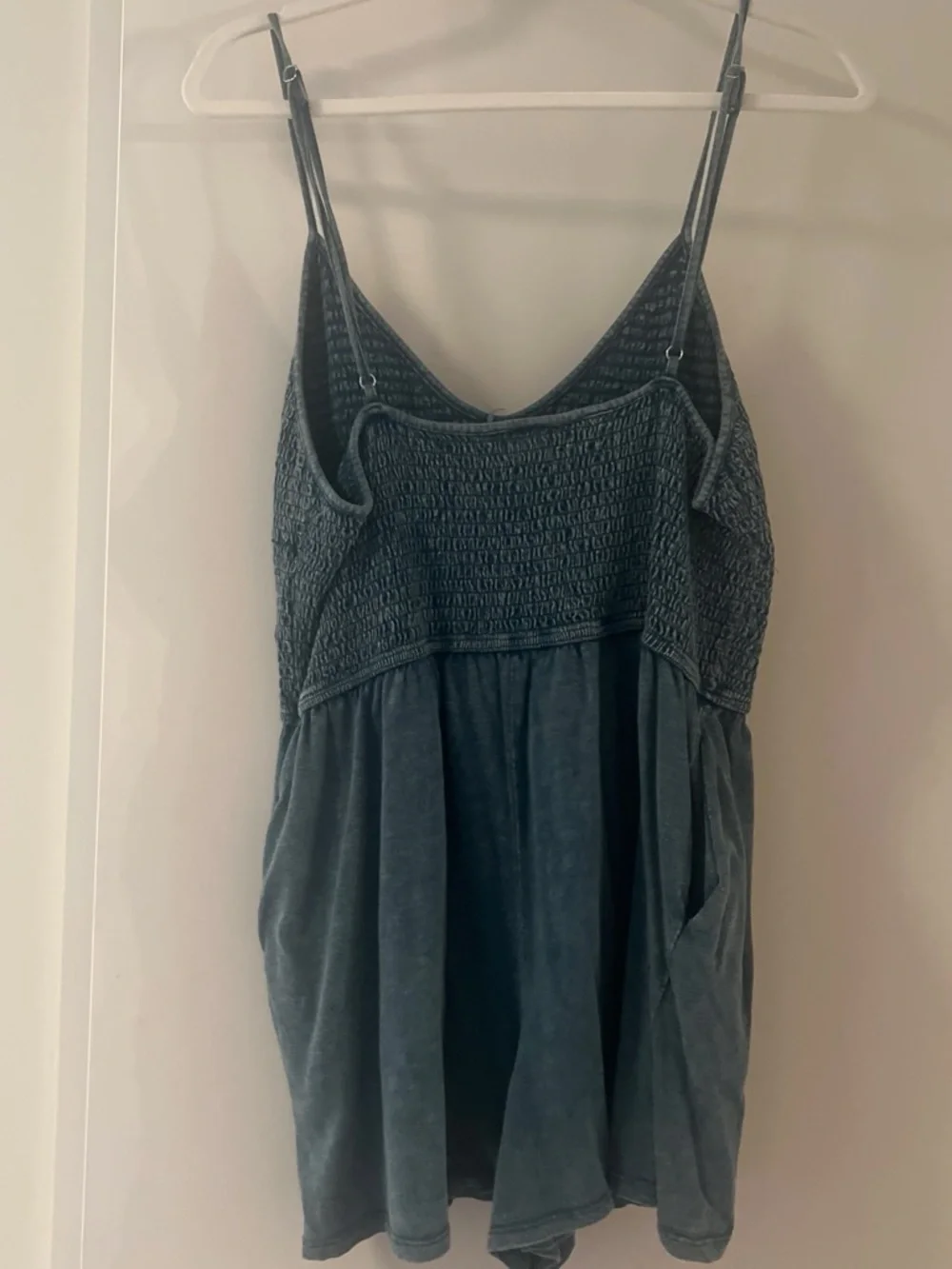 Women’s Smocked V-Neck Tank Romper - Dark Teal